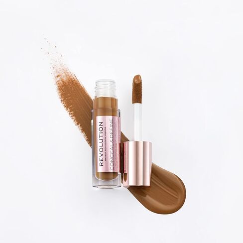Makeup Revolution Conceal & Define Concealer, Full Coverage Makeup Concealer, Matte Finish & Long Wear, For Dark or Deep Skin Tones, Vegan, C16, 4ml in Saudi Arabia
