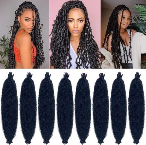 Springy Afro Twist Hair 24 Inch 8 Packs Marley Hair Pre-fluffed Spring Twist Hair Twisted Up Kinky Twist Cuban Twist Crochet Hair Pre-separated Braiding Hair For Black Women (24inch, 27#) in Saudi Arabia