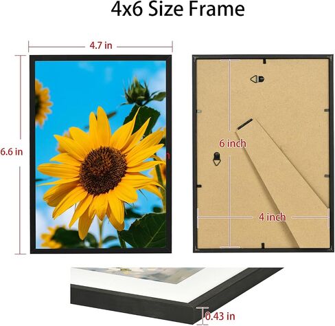 8x10 Picture Frame Set of 4, Solid Oak 8 by 10 Photo Frames with Plexiglass, Display Picture 5x7 with mat or 8x10 without mat, Tabletop or Wall Hanging Collage frame Wall Decor. in Saudi Arabia