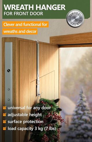 Wreath Door Hanger for Front Door Non Scratch, Adjustable Wreath Hanger for Easter Halloween Christmas Decoration, Metal Wreath Hook Over The Door Inside Outside in Saudi Arabia