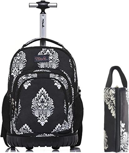 Tilami Rolling Backpack 18 Inch with Pencil Case School for Boys Girls, Pink in Kuwait