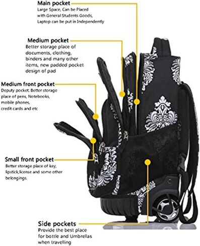 Tilami Rolling Backpack 18 Inch with Pencil Case School for Boys Girls, Pink in Kuwait