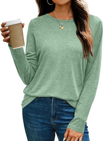 OFEEFAN Womens 3 Packs Long Sleeve Crew Neck Shirts Fall Tops Clothes Outfits 2024 Basic Tee in Kuwait
