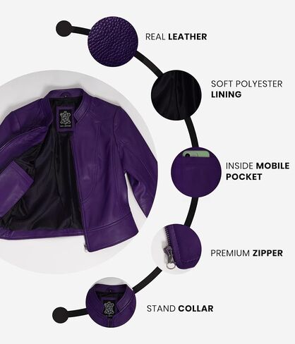 Decrum Women Leather Jacket - Real Lambskin Leather Jackets For Women in Kuwait