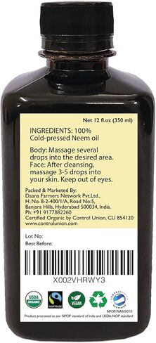 Neem Oil for Skin and Hair: Certified USDA Organic, Extra Virgin, Cold Pressed (4 oz) in Saudi Arabia