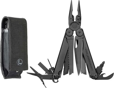 LEATHERMAN، أداة Wave Plus المتعددة مع قواطع أسلاك ممتازة قابلة للاستبدال، ومقص زنبركي وغمد أسود مولي، أسود in Kuwait