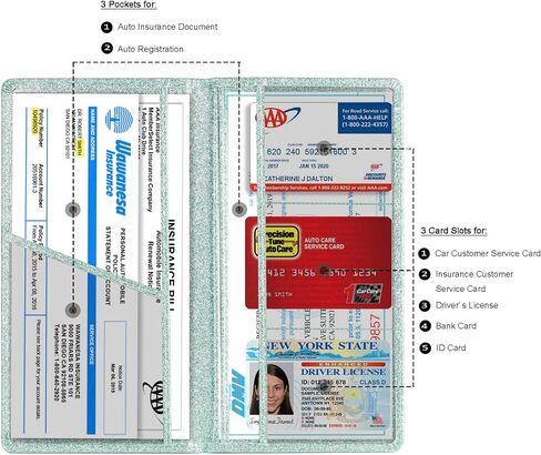 TOURSUIT Car Registration and Insurance Card Holder, Vehicle License Document Glove Box Compartment Organizer, Essential Car Wallet Case for Driver Auto Owners (Carbon Blue) in Saudi Arabia