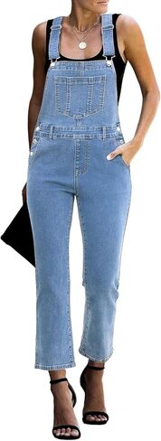 luvamia Jean Overalls for Women Fashion Bootcut Stretchy Denim Jumpsuit Casual Adjustable Straps Bib Overalls Dungarees in Saudi Arabia