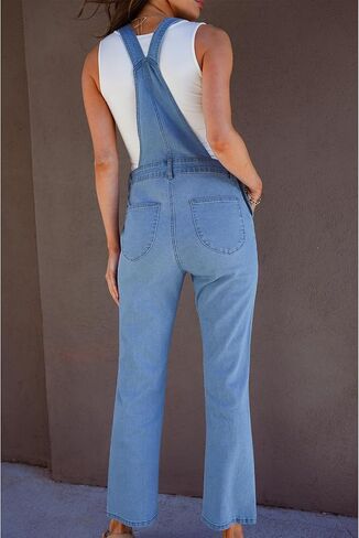 luvamia Jean Overalls for Women Fashion Bootcut Stretchy Denim Jumpsuit Casual Adjustable Straps Bib Overalls Dungarees in Saudi Arabia