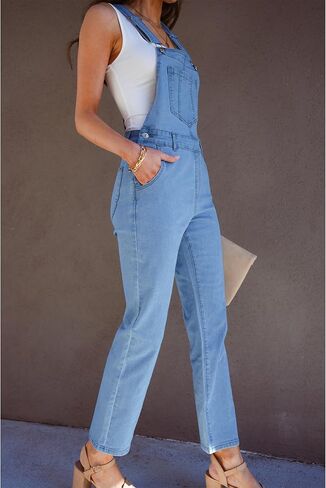 luvamia Jean Overalls for Women Fashion Bootcut Stretchy Denim Jumpsuit Casual Adjustable Straps Bib Overalls Dungarees in Saudi Arabia