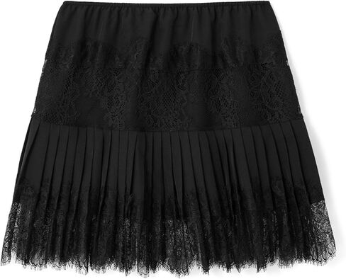 Women Y2K Black White Lace Mini Skirt Low Rise Half Slip Underskirt Ruffle Pleated Layered Flowy Short Skirts in Saudi Arabia