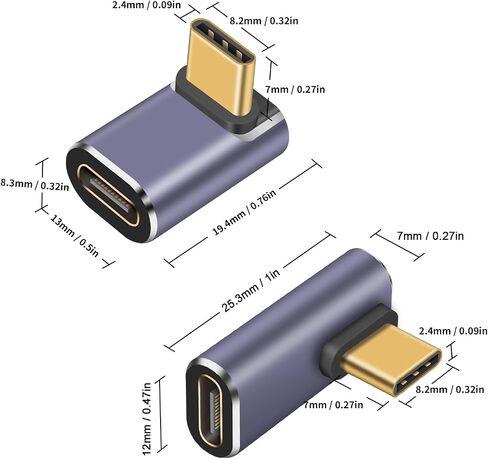 Duttek Type C Male to Type C Male Adapter, 40Gbps USB Type C Adapter Support 8K@60Hz Video Display 100W PD for Thunderbort 4/3, MacBook Pro/Air, USB C, Tablet and More Type C Devices (2 Pack) in Kuwait
