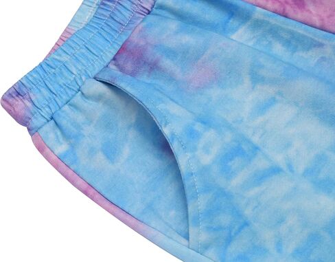 Arshiner Girl's 2 Piece Outfits Tie-dye Twist Front Pullover Hooded Sweatsuits Sweatshirt and Sweatpants Clothing Set in Saudi Arabia