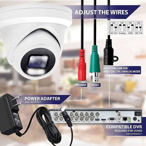 (New Upgrade) 2MP 1080P 24/7 Full-Color HD TVI/CVI/AHD/CVI Dome CCTV Security Camera with Sony-Starvis Sensor, Indoor Outdoor Color Night Vision Waterproof Analog Surveillance Camera 2.8mm Lens in Kuwait