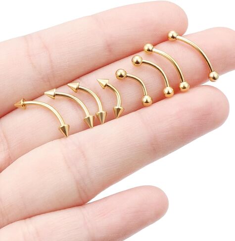 Eyebrow Piercing Jewelry Surgical Steel Curved Barbell Tiny Eyebrow Ring Vertical Labret Lip Jewelry Ear Rook Navel Small Belly Button Ring for Women Men 20g 16g 6mm/8mm/10mm/12mm in Saudi Arabia