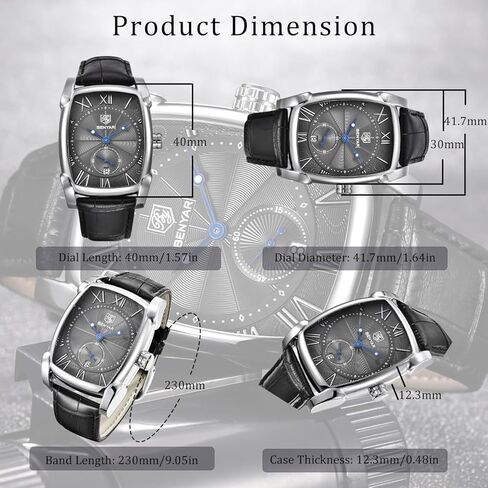 ساعة يد BENYAR مستطيلة للرجال مع حزام جلدي، ساعات كلاسيكية كاجوال عصرية للرجال هدايا مثالية لصديق in Kuwait