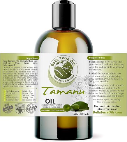 Bella Terra Oils - Organic Tamanu Oil 2oz - Celebrate Skin's Vitality, Naturally Rich in Fatty Acids & Vitamins, Distilled Essence from Pure Organic Tamanu Seeds in Kuwait