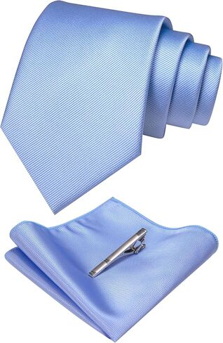 JEMYGINS Solid Color Formal Necktie and Pocket Square Tie Clip Sets for Men in Kuwait