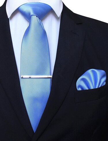 JEMYGINS Solid Color Formal Necktie and Pocket Square Tie Clip Sets for Men in Kuwait
