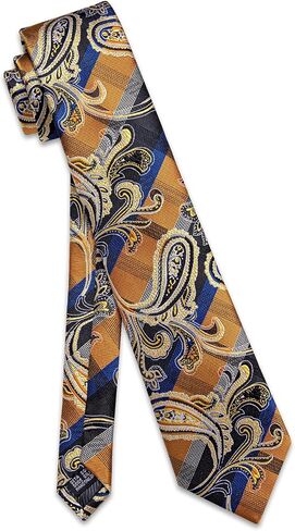 Silk Paisley Floral Tie and Pocket Squard Cufflinks with Lapel Pin Sets for Men 5PC Wedding Party in Saudi Arabia