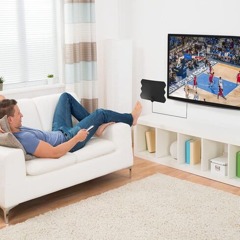 هوائي تلفزيون رقمي مطور 2023 - هوائي تلفزيون رقمي داخلي عالي الدقة بنطاق 380+ ميل مع مضخم اشارة، هوائي رقمي HD يدعم التلفزيون الذكي بدقة 4K 1080P وجميع التلفزيونات القديمة، كيبل محوري 16 قدم in Kuwait