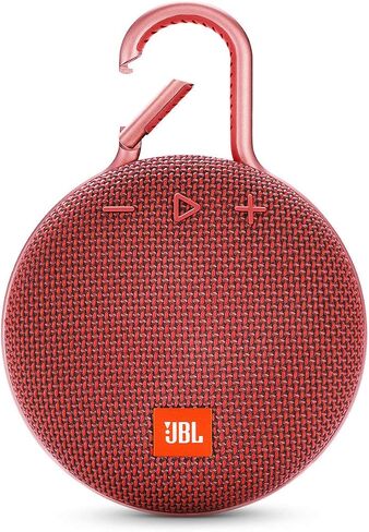 مكبر صوت JBL Clip 3 محمول بتقنية البلوتوث مقاوم للماء IPX7 مع حلقة تسلق مدمجة ومكبر صوت وميكروفون لإلغاء الضوضاء، أحمر (متجدد) in Saudi Arabia