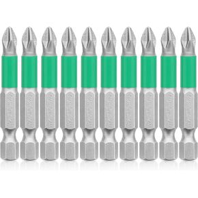 GrenPRO 10-Piece Phillips Magnetic Screwdriver Bit Set, Anti-Slip Long Phillips PH2#2 Drill Bits ，1/4 Inch Hex Shank，S2 Alloy Steel for Power Screwdriver Drill Toolkit，Length (25-150mm)