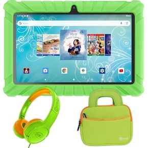 Contixo 7 inch Kids Learning Tablet Bundle - 32GB Storage, Bluetooth, Android, Dual Cameras, Parental Control, Kids Bluetooth Headphone & Tablet Bag - Blue