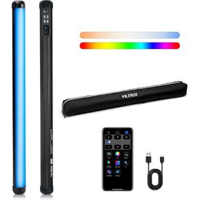 VILTROX 58cm 20W RGB Light Stick,1920LM 2500K~8500K TLCI≥97 LED Photographye Tube Light, Phone Control RGB Photo Lamp for YouTube, TikTok, Game Streaming, Party Bar (K60)