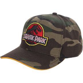 Jurassic Park Washed Canvas Trucker Hat with Embroidery Patch and Underbill Print Snapback hat Black