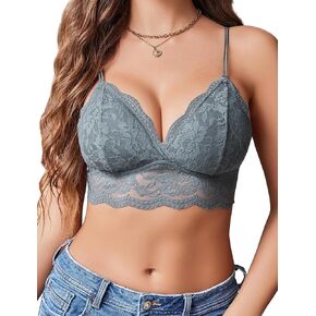 Avidlove Lace Bralette for Women V Neck Tank Top Spaghetti Strap Tube Slim Camisole Lingerie with Detachable Padded