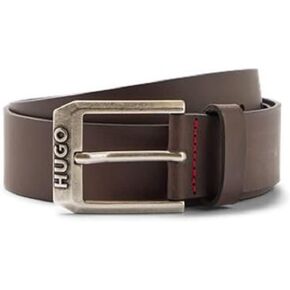 HUGO Men's Logo Buckle Leather Belt, Black Oil, one Size