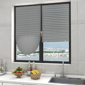 No Tools Original Pleated Fabric Window Blinds,Temporary Window Shades Cordless Light Filtering Pleated Paper Shades,Easy to Cut and Install(2, Black, 36x72inch)