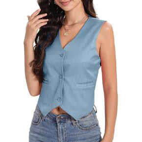 Xeoxarel Women's Linen Vests Crop Tank Tops (S-2XL)