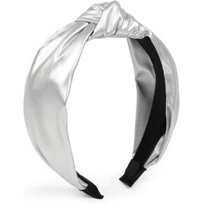 Huachi Knotted Headbands for Women Black, Leather Headbands with Knots Cute Womens Headbands knotted, Fashion Headbands for Women Top Knot Headband for Girls