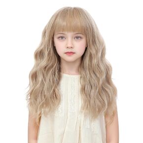 Kids Auburn Wig with Bangs 14 Inch Halloween Cosplay Wigs for Kids Girls Wavy Hair Synthetic Wig with Upgraded Strands,Shoulder Length Wig for Costume Parties (14 Inch,Auburn)