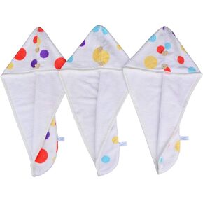 Microfiber Hair Towel Wrap Small Size for Little Girl 3-Pack Super Absorbent Magic Instant Hair Drying Towels for Kids (Blue+White+Pink 3-Pack)