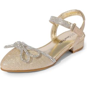 DREAM PAIRS Girls Sandals Closed Toe Dress Low Heels Pointed Toe Pump Flower Shoes for Little Big Kids Wedding Princess Party