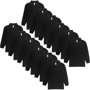 Kids Youth Long Sleeve Polo Golf Shirt Back to School Uniform Boys and Girls