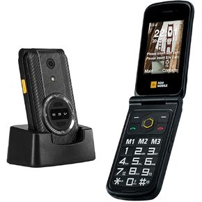 AGM M8 Security + 4G هاتف متين فليب، هواتف خلوية ذات أزرار كبيرة لكبار السن، بيانات آمنة، مقاوم للماء/السقوط، مفتاح جانبي SOS، HAC، اتصال سريع، مكبر صوت قوي 104 ديسيبل، لوحة مفاتيح كبيرة، بطاقات SIM مزدوجة in Kuwait