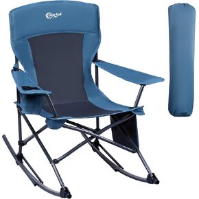 PORTAL Outdoor Rocking Chair Camping Folding Portable Rocker with Cup Holder Side Pocket Carry Bag, Support 350LBS (Green)