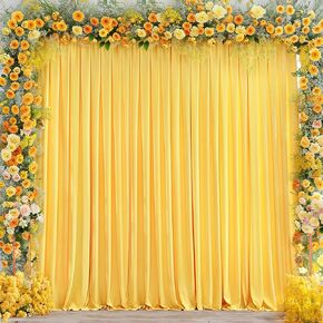 Champagne Backdrop Curtains for Wedding Parties, 6 Packs Photography Backdrop Drapes Wrinkle Free Polyester Wedding Backdrop for Baby Shower Birthday Photo Home Party