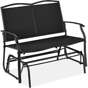 Best Choice Products 2-Person Outdoor Patio Swing Glider Steel Bench Loveseat Rocker for Deck, Porch w/Textilene Fabric, Steel Frame - Black