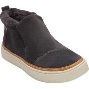 TOMS Women's Paxton Sneaker, Black Embossed Leather/Faux Fur, 8.5