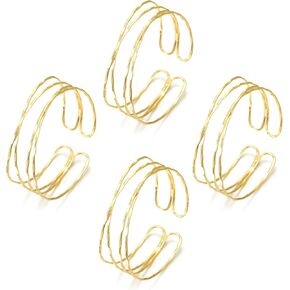 4PCS Arm Cuff Jewelry for Women Gold Arm Cuff Upper Arm Minimalist Arm Cuff Bracelet Adjustable Arm Bangle Coil Armband Set Jewelry