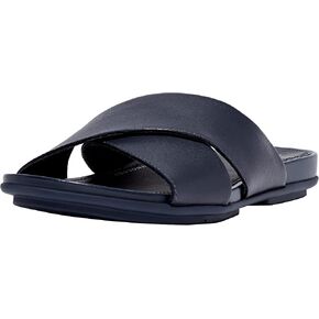 FitFlop FD8090-070 Gracie Leather Cross Slides All Black US09