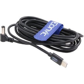 كابل طاقة Eonvic 12 فولت PD USB من النوع C إلى 5.5 × 2.5 مم بتيار مستمر لكاميرا Blackmagic BMCC وشاشة مساعدة الفيديو/شاشة Atomos Ninja V (تيار مستمر مستقيم)