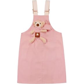 KIDSCOOL SPACE Girls Denim Overalls Dress,Cute Bear Simple Design Summer Colored Jumpsuit Dress and Set