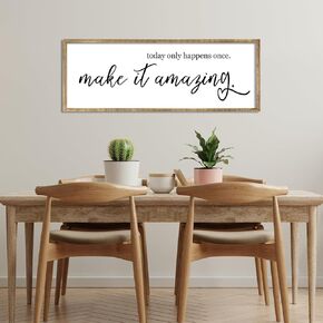 Today Only Happens Once Make It Amazing Wall Art Decor 32x12 Inch Large Inspirational Quote Sign Rustic Living Room Vintage Wood Frame Office Motivational Home Wall Hanging (Black)