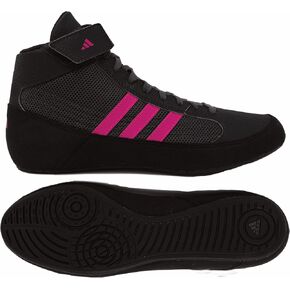 adidas Men's HVC Wrestling Shoes, Black/Charcoal/Hot Pink, 8